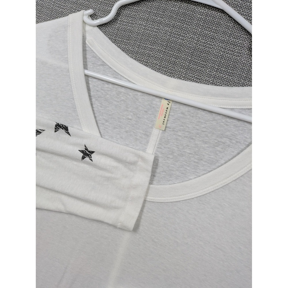FP Movement Shirt Womens Large White Star Print Dolman Relaxed Long Sleeve Top